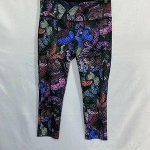 Vog Athleti Womens Multicolor Flat Front Butterfly Skinny Cropped Leggings Sz L